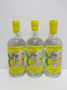 3 x Bottles of Sipsmith Lemon Drizzle Gin, 70cl.