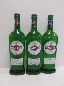 3 x Bottles of Martini Extra Dry, 70cl.
