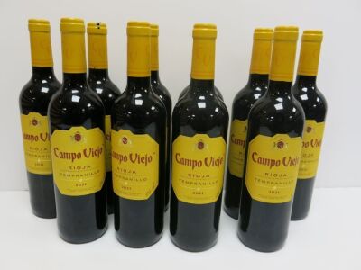 10 x Bottles of Campo Viejo Rioja Tempranillo Red Wine, 2021, 75cl.