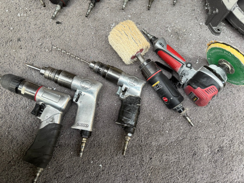 5 x Air Tools to Include: Sander, Buffer & 3 x Drills.