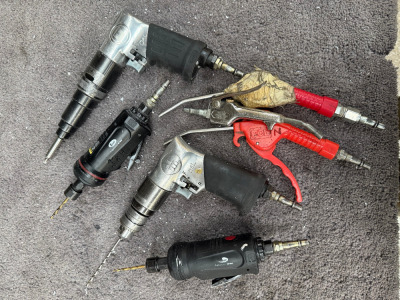 7 x Air Tools to Include: 4 x Drills & 3 x Blowers.