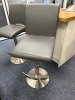 5 x Grey Vinyl Padded Height Adjustable High Chairs on Brushed Stainless Steel Pedestal. - 2