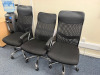 3 x Mesh Back with Faux Leather Head Rest Swivel Office Chairs (1 with Arm Rests).