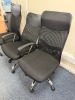 3 x Mesh Back with Faux Leather Head Rest Swivel Office Chairs (1 with Arm Rests). - 2