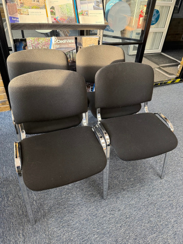 Set of 4 x Black Hopsack & Chrome Base Stacking Chairs.