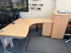 Lee & Plumpton Beech Office Furniture to Include: 5 x 1800 Wave Desks, 4 x 1600 Wave Desks, 10 x 3 Draw Pedestals, 4 x Double Door Cupboards & 1 x 3 Draw Filing Cabinet. - 3