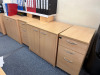 Lee & Plumpton Beech Office Furniture to Include: 5 x 1800 Wave Desks, 4 x 1600 Wave Desks, 10 x 3 Draw Pedestals, 4 x Double Door Cupboards & 1 x 3 Draw Filing Cabinet. - 5