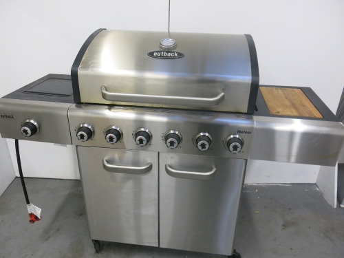 Outback BBQ, Model Meteor Plus 6S Gas/Charcoal Hybrid BBQ. Comes with 3 x Bags of Outback Coconut Shell Brickets.
