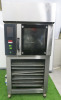 Mono Equipment Eco Convection Oven, Model FG153-E5-RHS3, S/N 2000329072,DOM 06/2022, Single Phase. On 8 Rack Stainless Steel Base with 7 x Stainless Steel Trays. Size H172 x W78 x D112cm.
