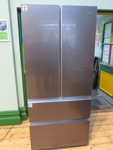 Haier Freestanding Slim American Style Fridge Freezer, Model HB18FGSAAA. Size H190 x W83 x D67cm.