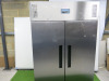 Polar Stainless Steel Double Door Upright Fridge, Model G594-02, S/N 22044626. Size H200 x W135 x D81cm.