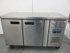 Polar 2 Door Stainless Steel Counter Fridge, Model G377, S/N 6141814. Size H85 x W135 x D60cm.
