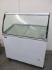 Tefcold Mobile Ice Cream Freezer with Curved Glass Top, Model ICP300SCE. Size H130 x W100 x D64cm.