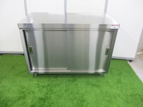 Vogue Stainless Steel 2 Sliding Door Cupboard. Size H90 x W120 x D60cm.