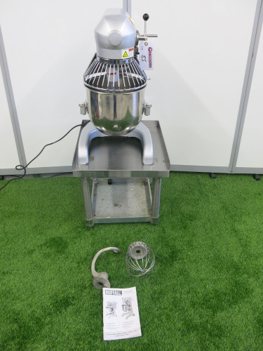 Buffalo Heavy Duty Planetary Mixer, Model GL190-04. Come with Dough Hook, Whisk, Instruction Manual & Metal Table.
