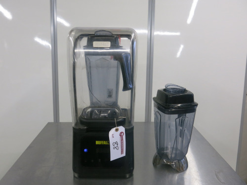 Buffalo Digital Bar Blender with Sound Enclosure, Model CY141-02.Comes with 2 Jugs. NOTE: 1 jug has broken surround.