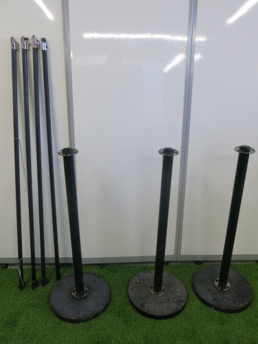 3 x Metal Barriers with Heavy Bases with 4 Bars. NOTE: bars require fixings (As viewed/Pictured).
