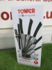 Boxed Tower 7 Piece Knife Set in Black on 360 Rotating Stand. - 2