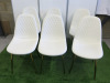 6 x White Quilted Effect Dining Chairs on Brass Effect Legs.