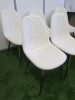 6 x White Quilted Effect Dining Chairs on Brass Effect Legs. - 2
