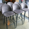6 x Grey Velour High Stalls on Black Metal Frame. - 3