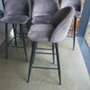 6 x Grey Velour High Stalls on Black Metal Frame. - 4