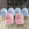 6 x Velour Upholstered Dining Chairs to Include: 2 x Pink & 4 x Blue.
