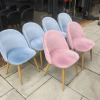 6 x Velour Upholstered Dining Chairs to Include: 2 x Pink & 4 x Blue. - 2