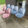 6 x Velour Upholstered Dining Chairs to Include: 2 x Pink & 4 x Blue. - 3