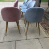 6 x Velour Upholstered Dining Chairs to Include: 2 x Pink & 4 x Blue. - 4