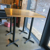 4 x High Wooden Top Tables with Twin Pedestal Metal Base, Size H113 x W120 x D66cm. - 2