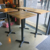 4 x High Wooden Top Tables with Single Metal Base, Size H113 x W60 x D66cm. - 2