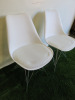 2 x Eames Style DSR Plastic White Chair with Padded Seat on Chrome Metal Frame. - 3