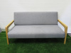 Calibre Hektor Executive Two Seater Sofa with Back Cushion, Beech Wood Frame, Black Metal Legs & Finished in Grey Vitreous. Size H76 x W153 x D69cm. - 2