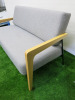 Calibre Hektor Executive Two Seater Sofa with Back Cushion, Beech Wood Frame, Black Metal Legs & Finished in Grey Vitreous. Size H76 x W153 x D69cm. - 3