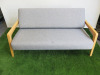 Calibre Hektor Executive Two Seater Sofa with Back Cushion, Beech Wood Frame, Black Metal Legs & Finished in Grey Vitreous. Size H76 x W153 x D69cm. - 2