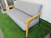 Calibre Hektor Executive Two Seater Sofa with Back Cushion, Beech Wood Frame, Black Metal Legs & Finished in Grey Vitreous. Size H76 x W153 x D69cm. - 3