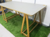 Plywood Desk with Grey Formica Top & A Frame Wooden Legs. - 4