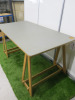 Plywood Desk with Grey Formica Top & A Frame Wooden Legs. - 7