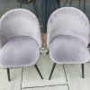 3 x Grey Velour Upholstered Dining Chairs. - 4