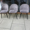 3 x Grey Velour Upholstered Dining Chairs. - 5