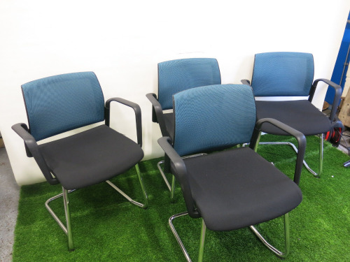 4 x Edge Design Canter leaver Office Chairs on Chrome Base. Model KDMC52C-OMEGA66113, DOM 13/02/2018.