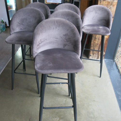 6 x Grey Velour High Stalls on Black Metal Frame.