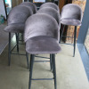 6 x Grey Velour High Stalls on Black Metal Frame.