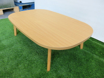 Light Oak Low Level Coffee Table. Size H33 x W110 x D70cm.