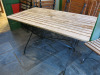 Set of Wooden Folding Outside Bistro Furniture on Metal Frames to Include: 3 x Assorted Sized Tables & 7 Chairs