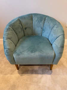 Hudson Living Light Green Brushed Velour Fabric Lounge/Tub Chair on Wooden Legs.
