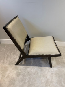 Wooden Recline Lounge Chair with Padded Back & Padded Seat & Button Detail.