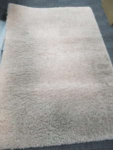 Ikea Vollerslev Light Pink Faux Wool Rug. Size 133 x 195cm. NOTE: requires cleaning.