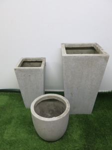 3 x Outdoor Plastic Plant Pots. Size H60/H45/H25cm.